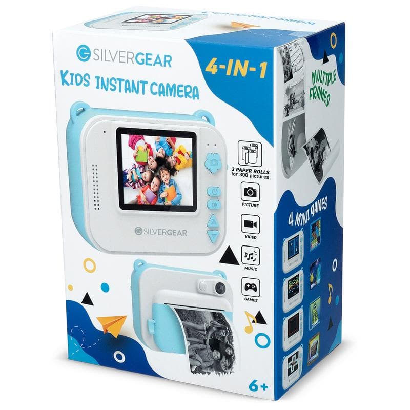 Kindercamera met ingebouwde fotoprint - blauw