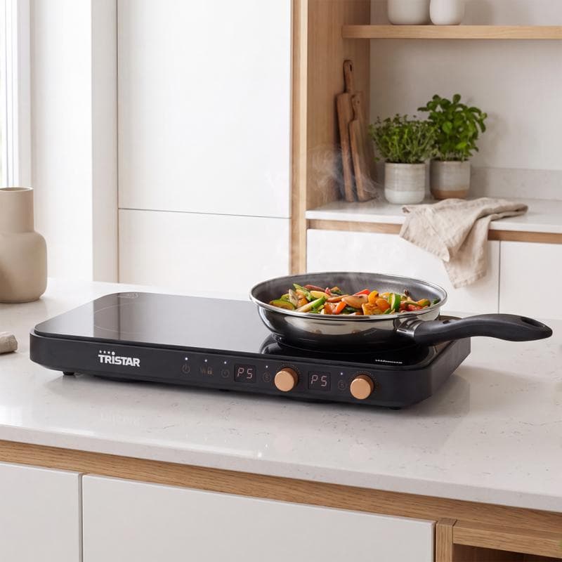 Tristar dubbele inductiekookplaat met grillplaat