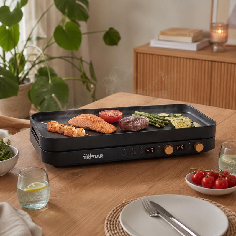 Tristar dubbele inductiekookplaat met grillplaat