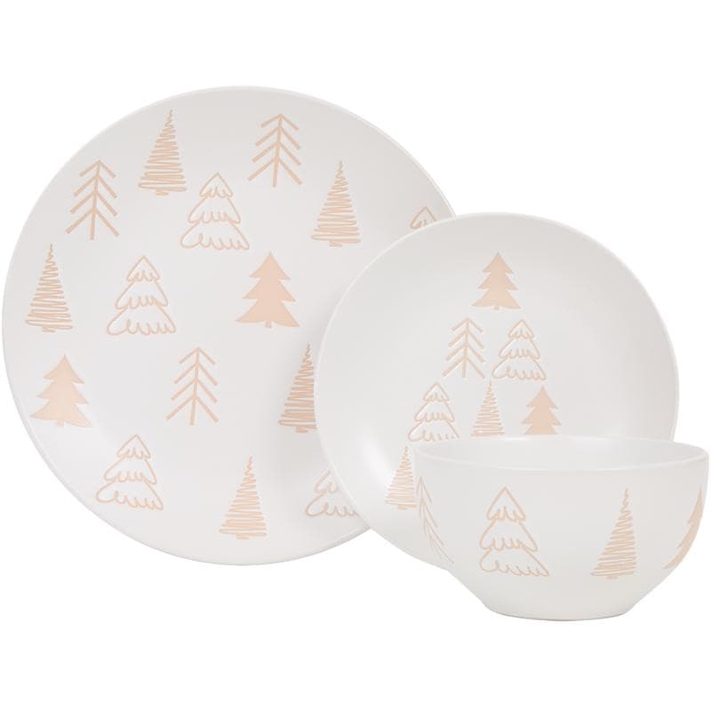 Kerstserviesset met kerstboom - crème-wit