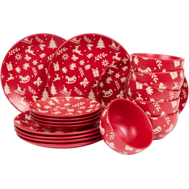 Bordenset in kerstthema - rood