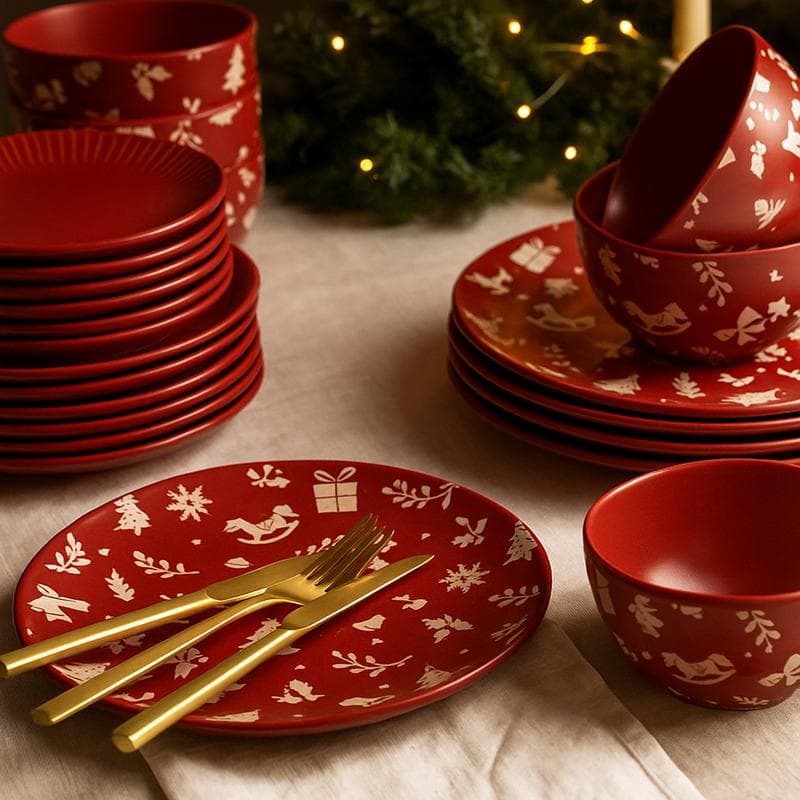 Bordenset in kerstthema - rood