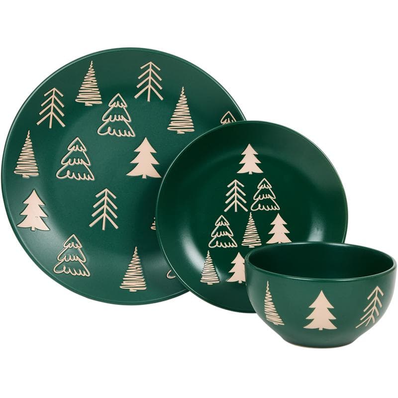 Service de table avec sapin de Noël - vert