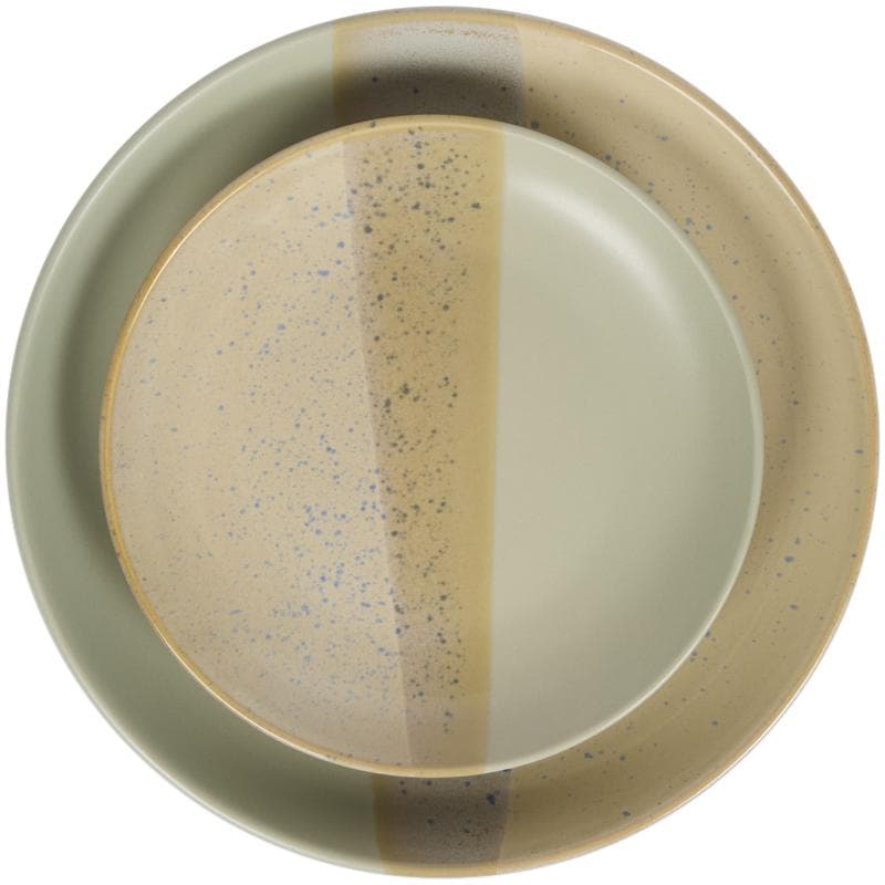 Azur serviesset met gespikkeld design - beige/groen