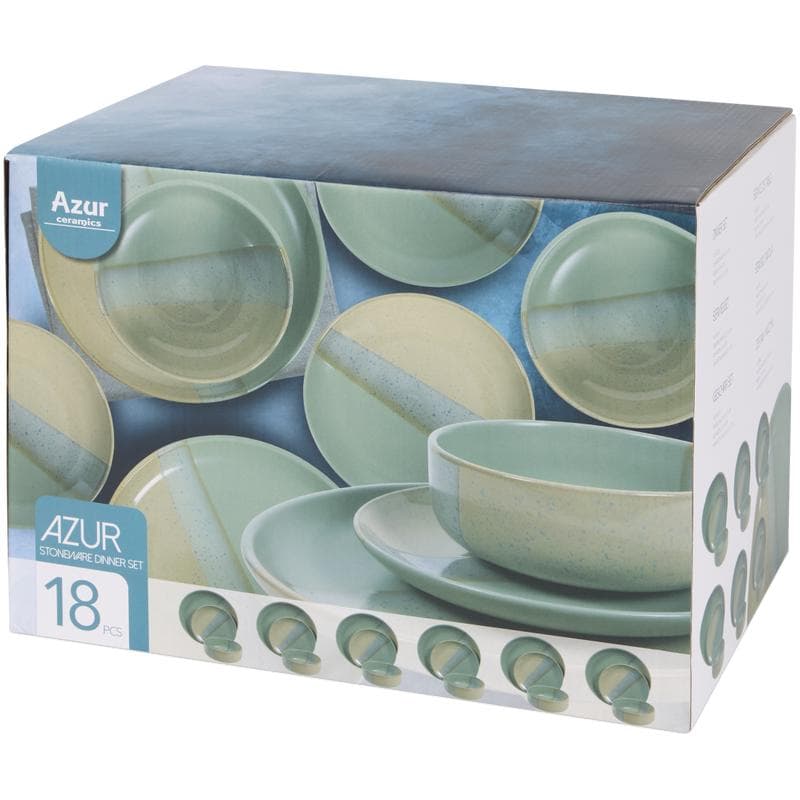 Azur serviesset met gespikkeld design - beige/groen
