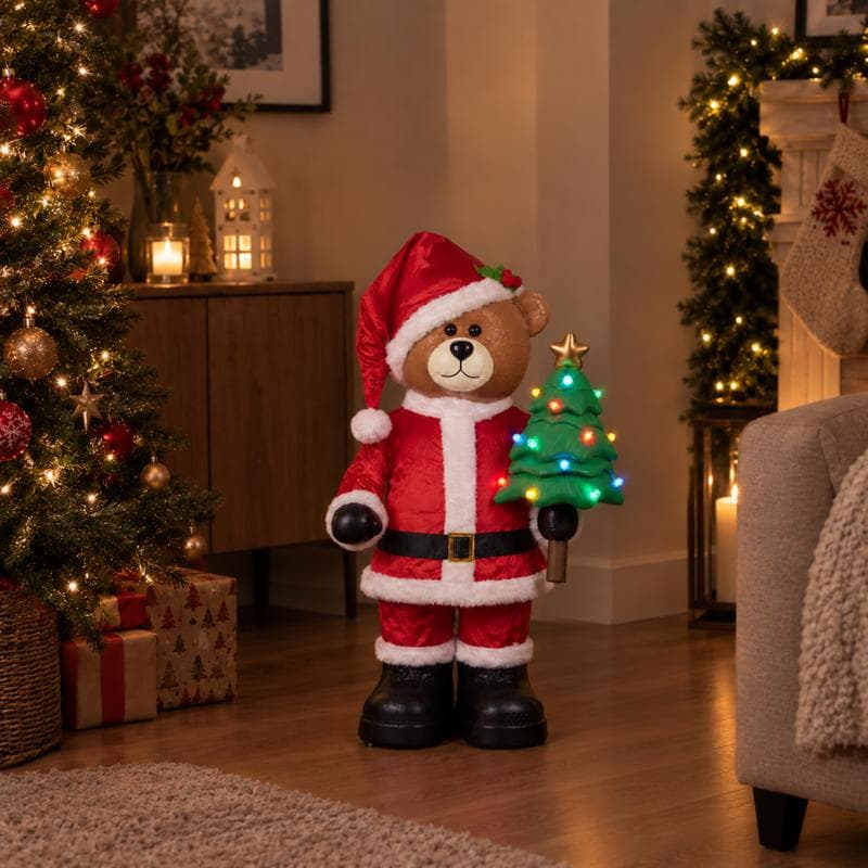 Staande kerstbeer met ledverlichting - voor binnen