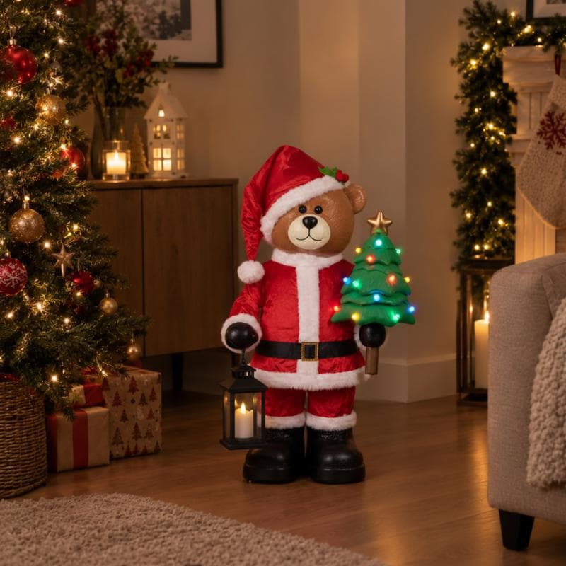 Staande kerstbeer met ledverlichting - voor binnen