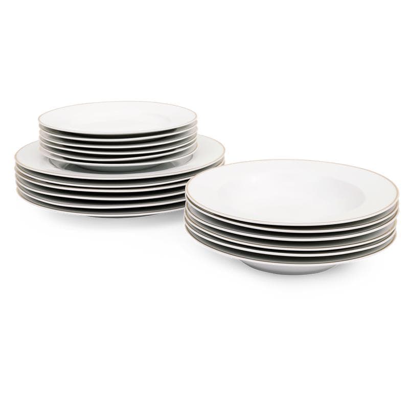 Bordenset - wit met gouden randje