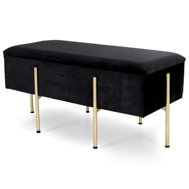 Banc de rangement en velours - noir