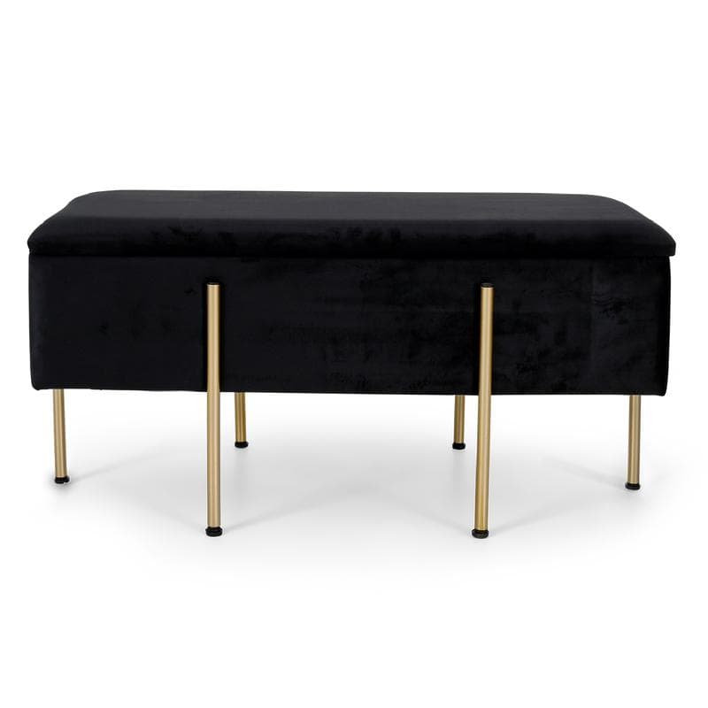 Banc de rangement en velours - noir