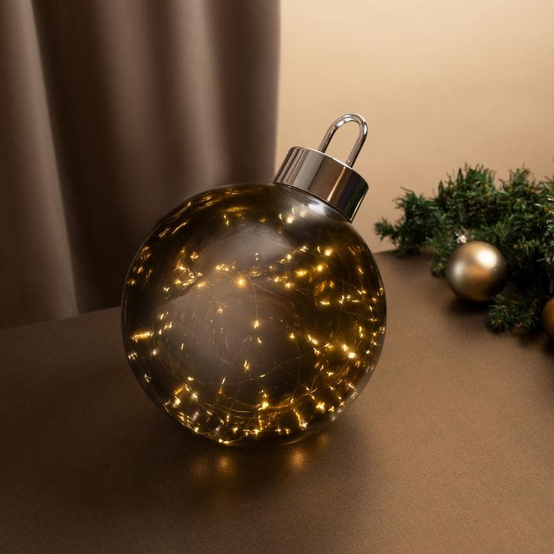 Glazen kerstbal met led-verlichting - 25 cm