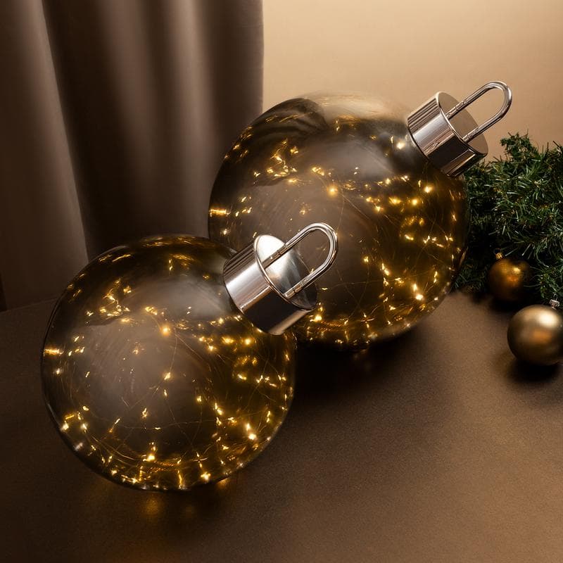 Glazen kerstbal met led-verlichting - 25 cm