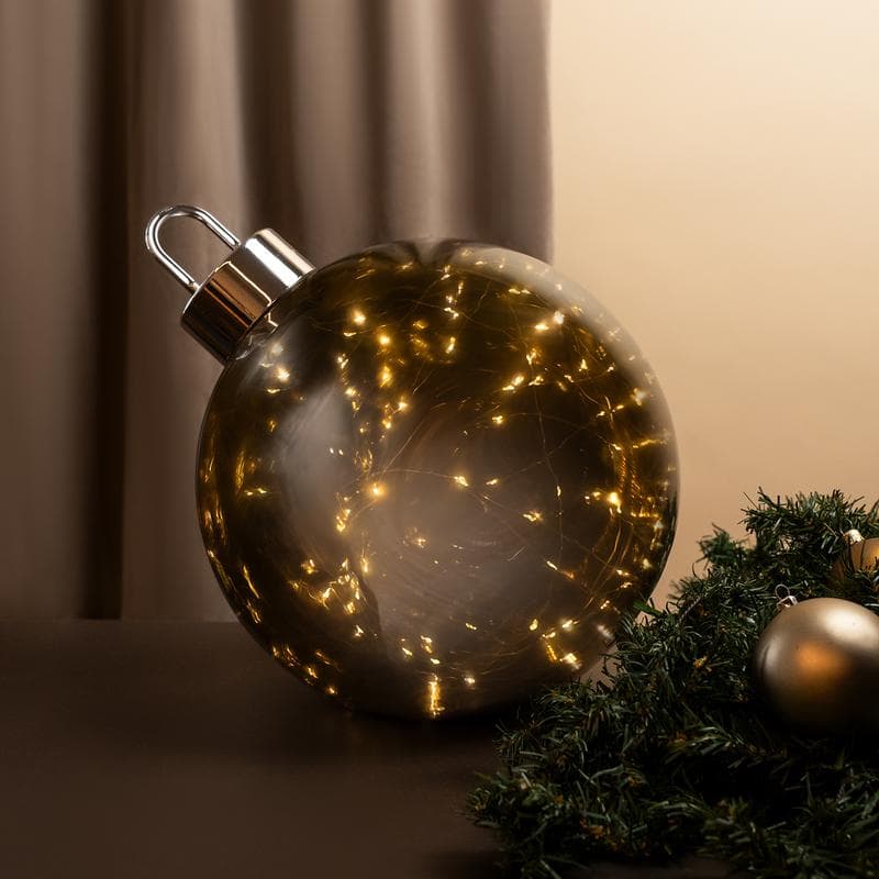 Glazen kerstbal met led-verlichting - 30 cm