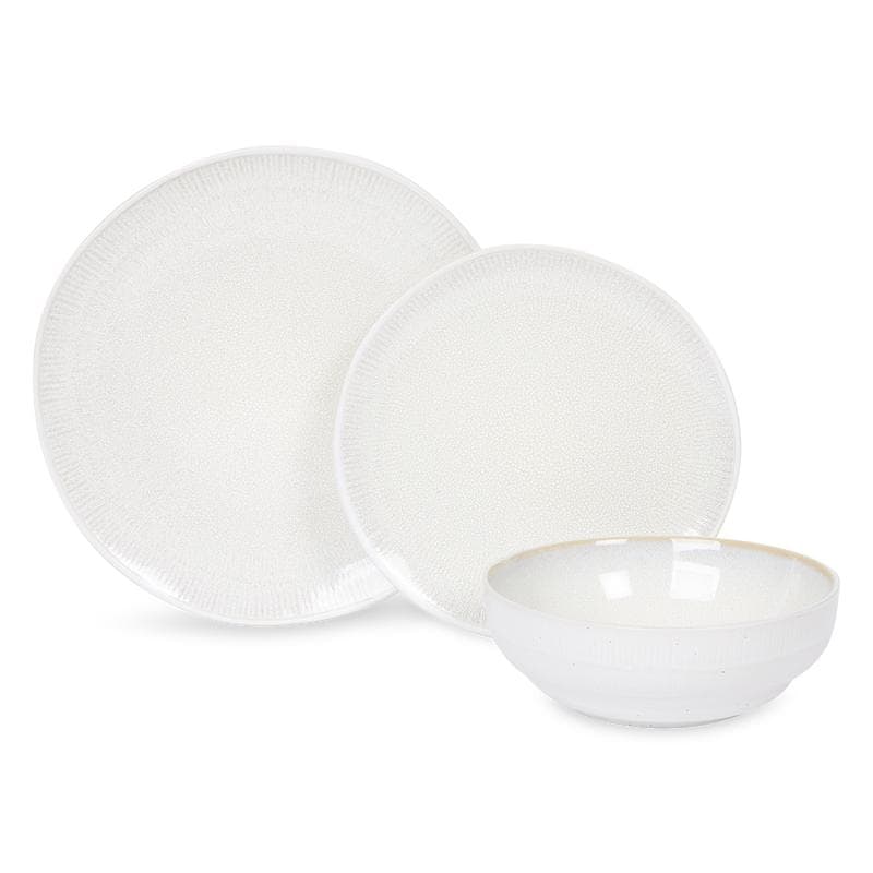 Serviesset met reactief glazuur - gebroken wit