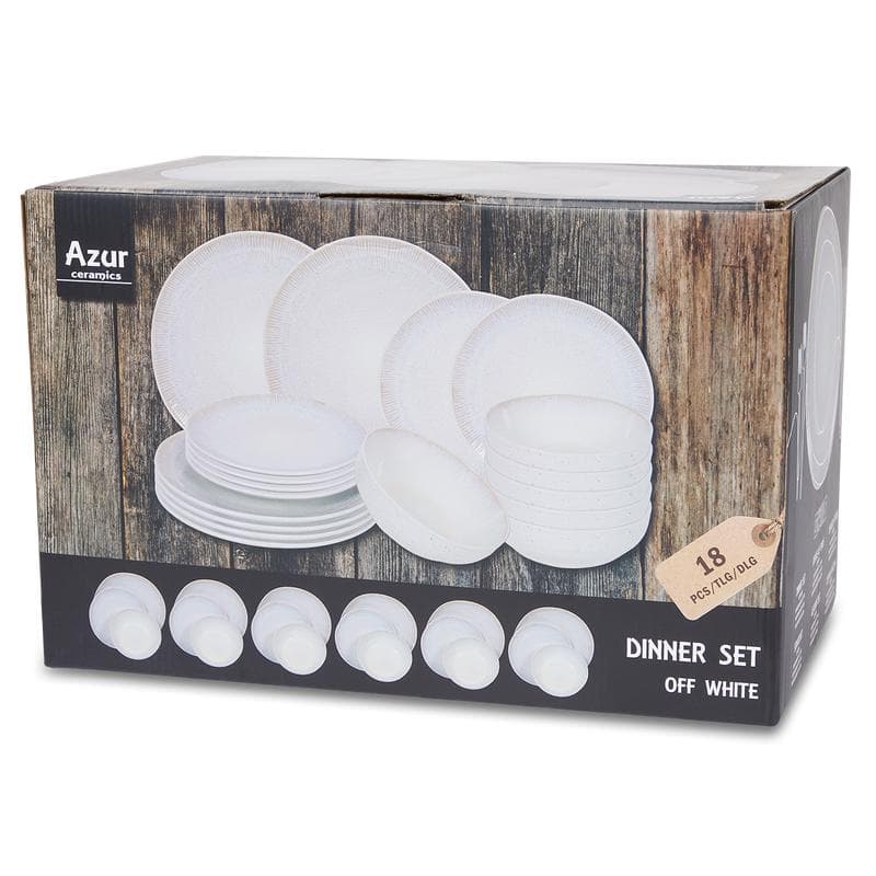 Serviesset met reactief glazuur - gebroken wit