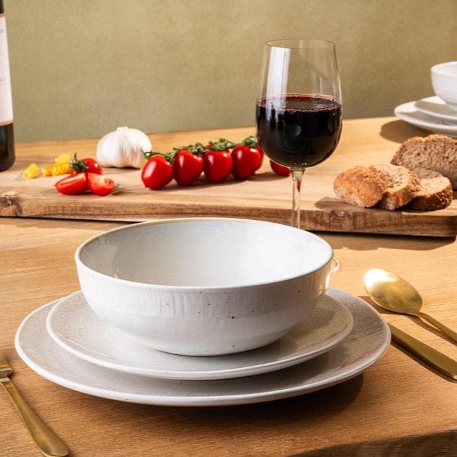 Service de table en émail réactif - blanc cassé