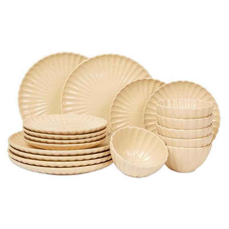 Bordenset bloem - beige