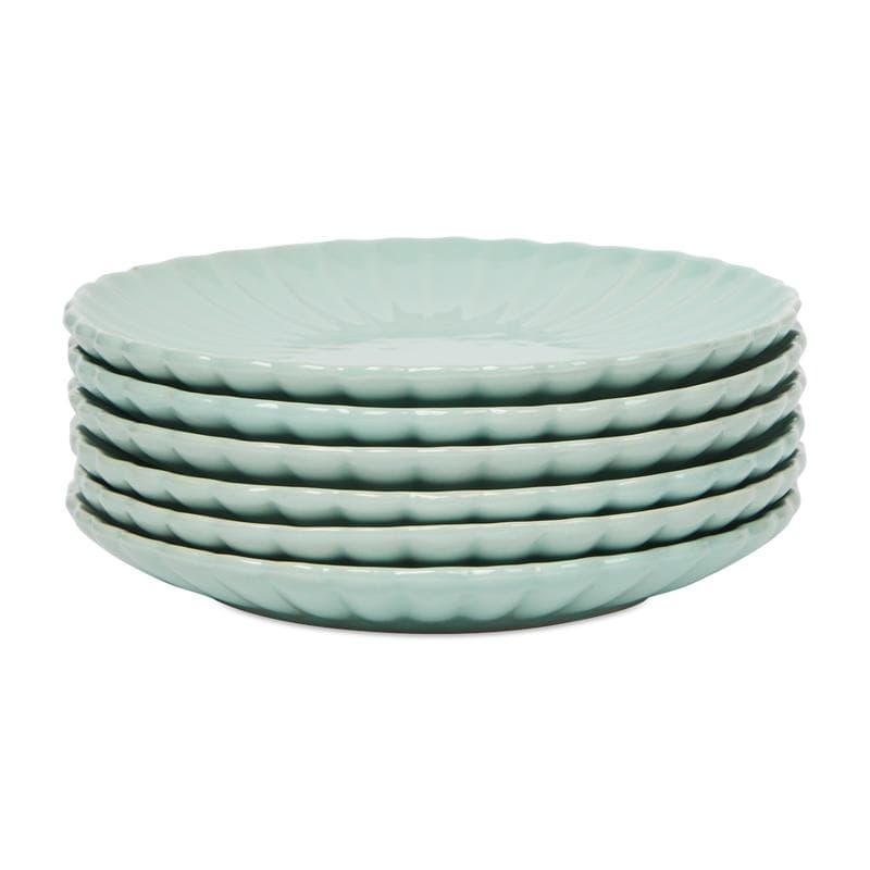 Bordenset bloemreliëf - mintgroen