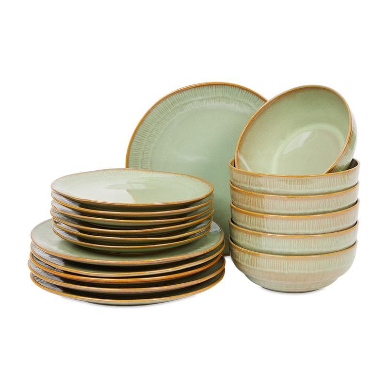 Handgemaakt servies in retro design - Mint Brown