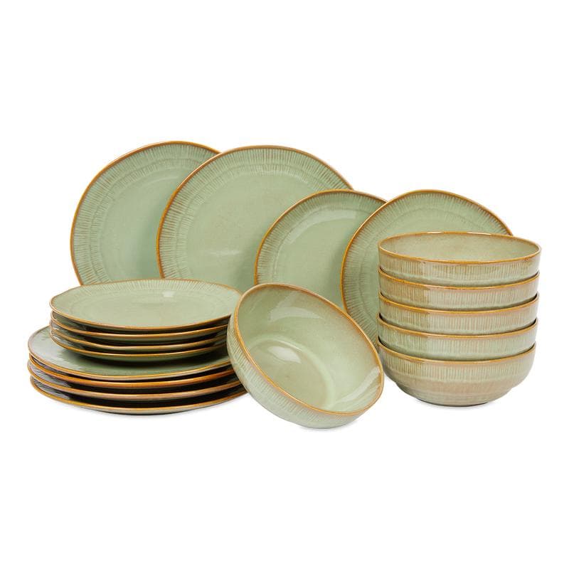 Handgemaakt servies in retro design - Mint Brown