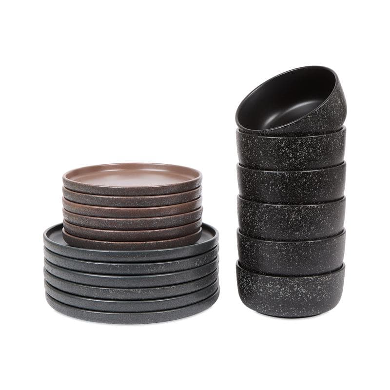 Service de table moucheté - gris, noir et marron