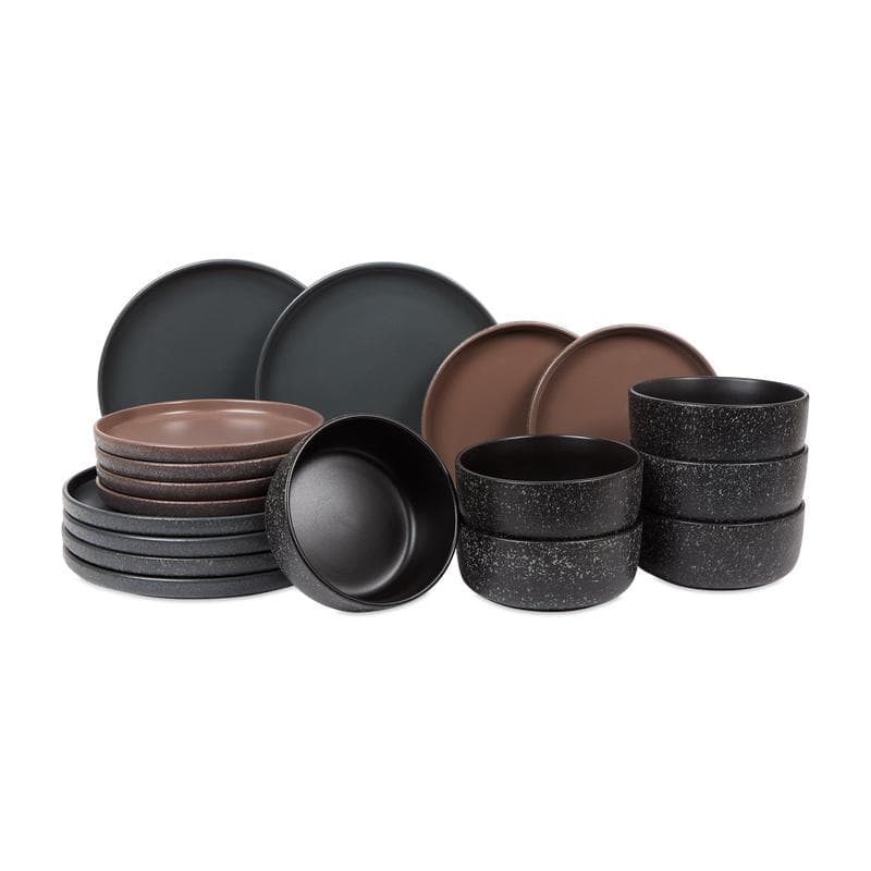 Service de table moucheté - gris, noir et marron