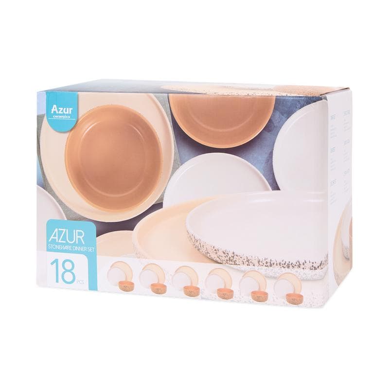 Serviesset met spikkelmotief - Beige/wit/bruin