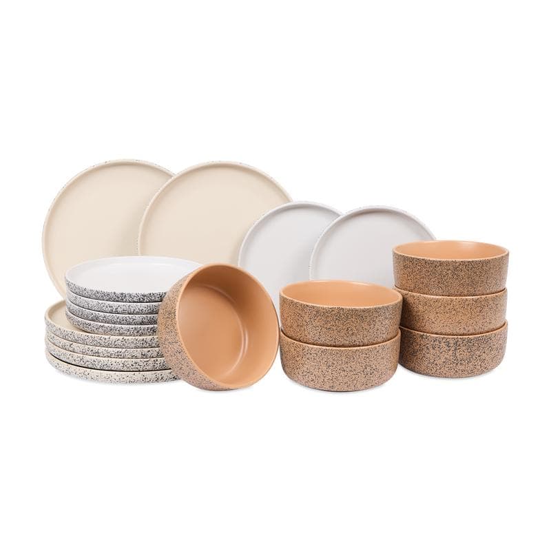 Service de table moucheté - beige, blanc et marron