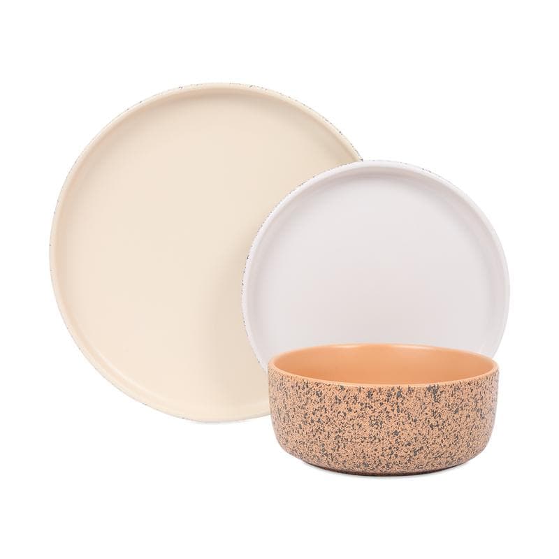 Service de table moucheté - beige, blanc et marron