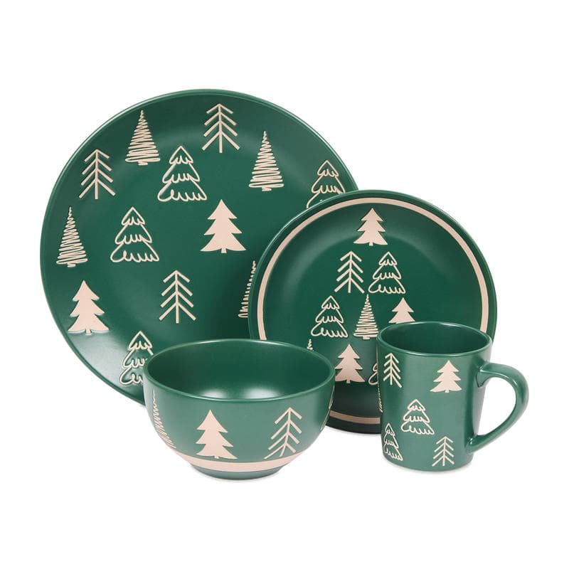 Serviesset met kerstboom - groen