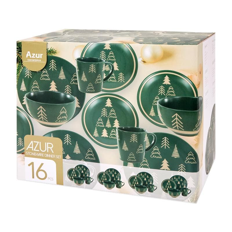 Serviesset met kerstboom - groen
