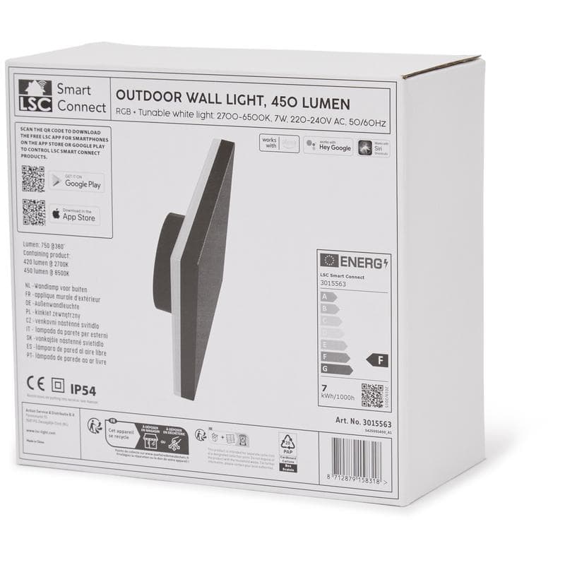 LSC Smart Connect buiten wandlamp - vierkant