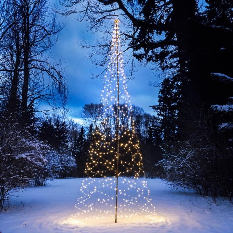 Sapin de Noël artificiel lumineux sur poteau - extérieur