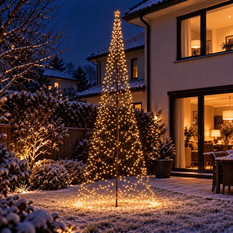 Sapin de Noël artificiel lumineux sur poteau - extérieur