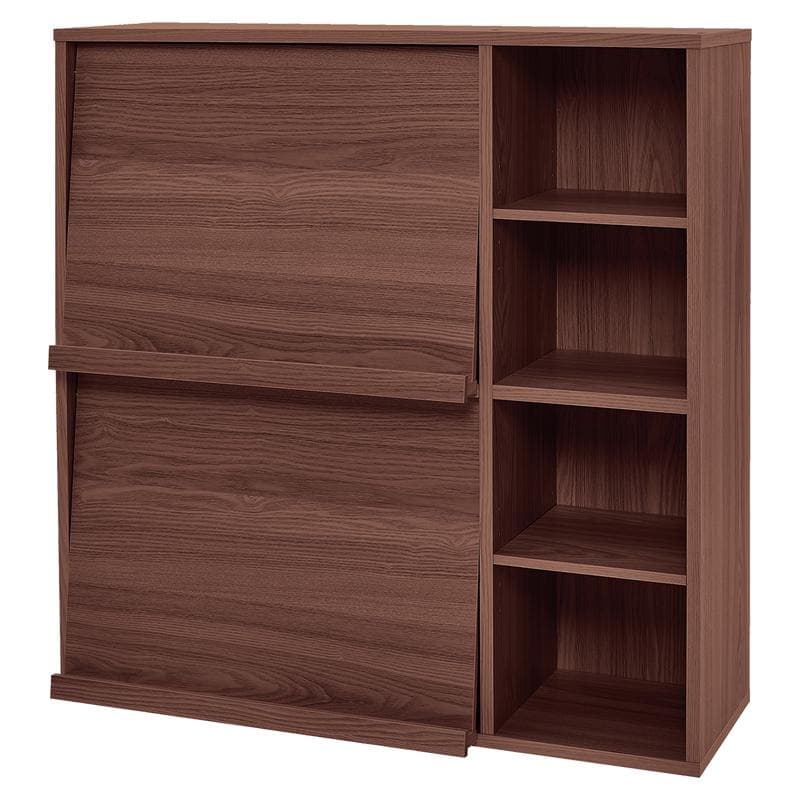 Étagère avec portes à rabat - bois foncé