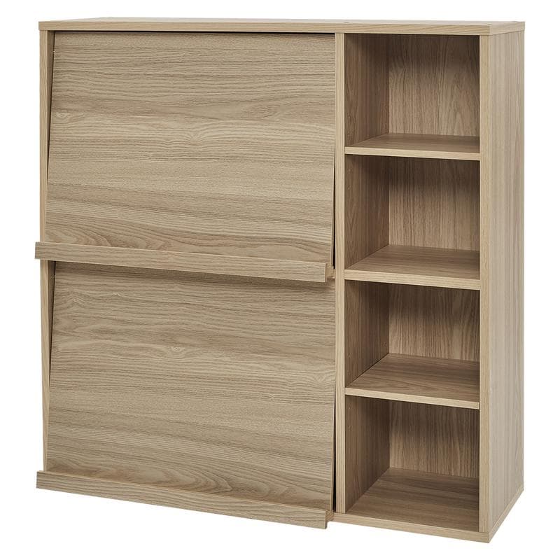 Étagère avec portes à rabat - bois clair