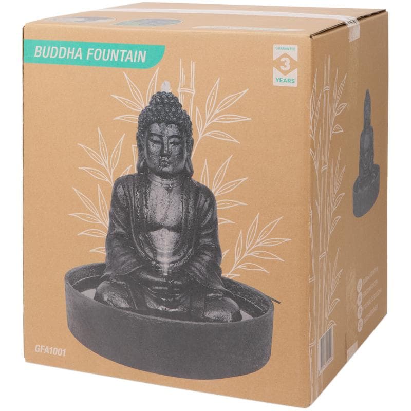 Boeddha waterfontein – zwart