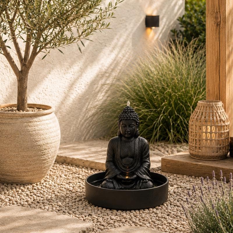 Fontaine de jardin Bouddha - noir