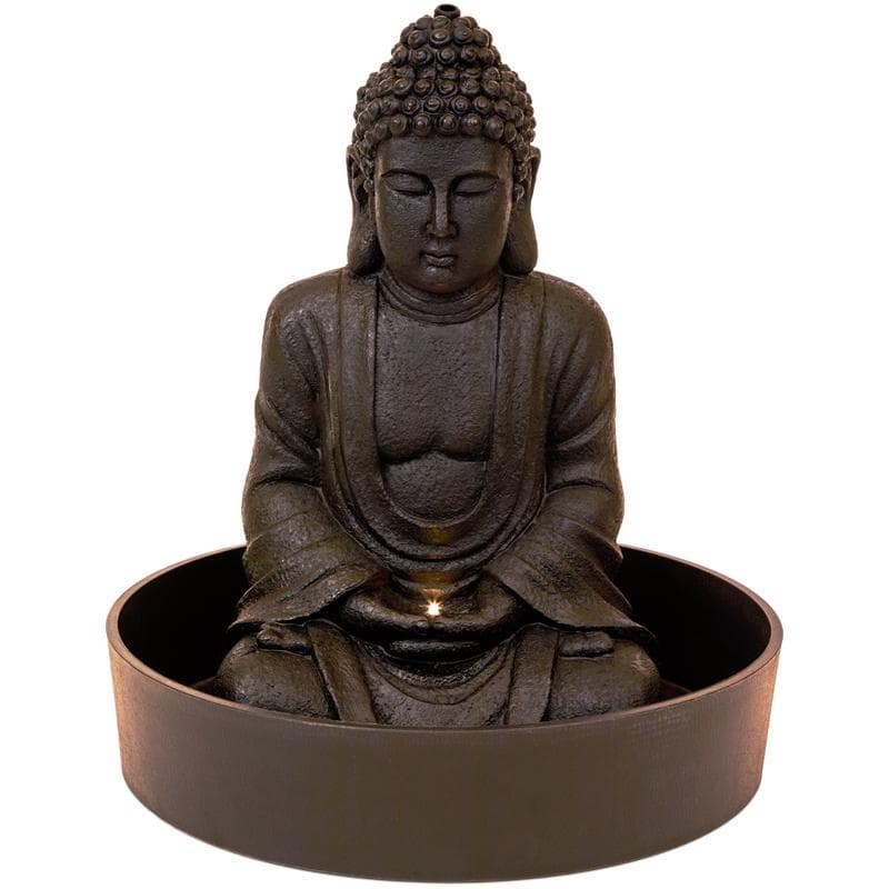 Boeddha waterfontein – zwart