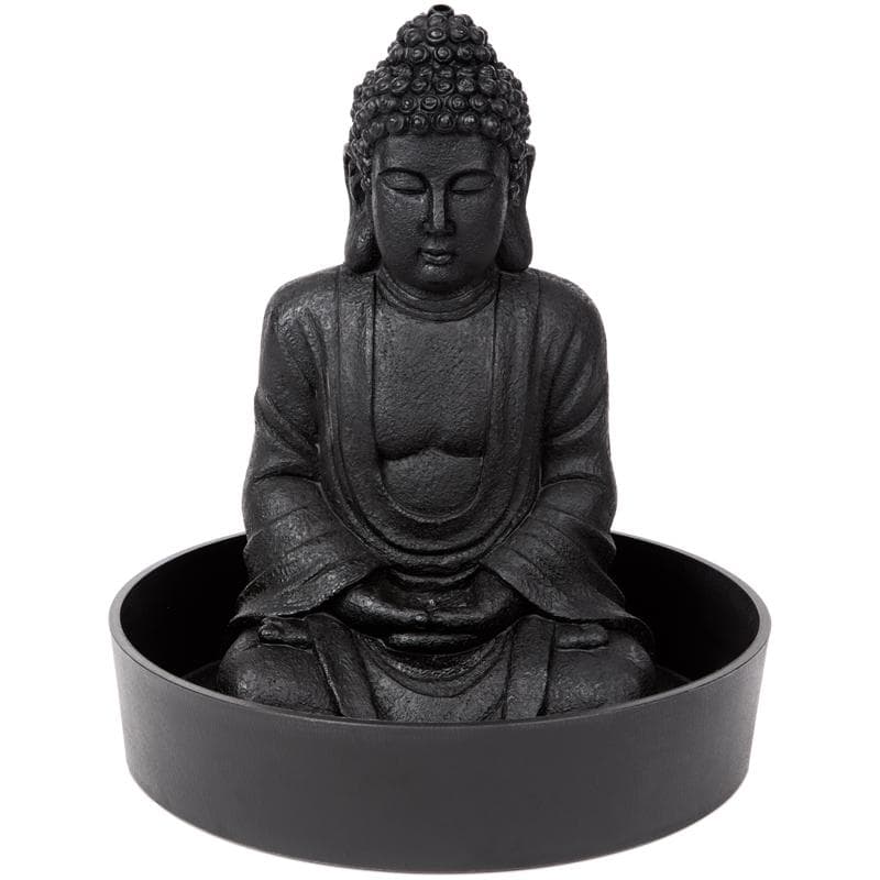 Boeddha waterfontein – zwart