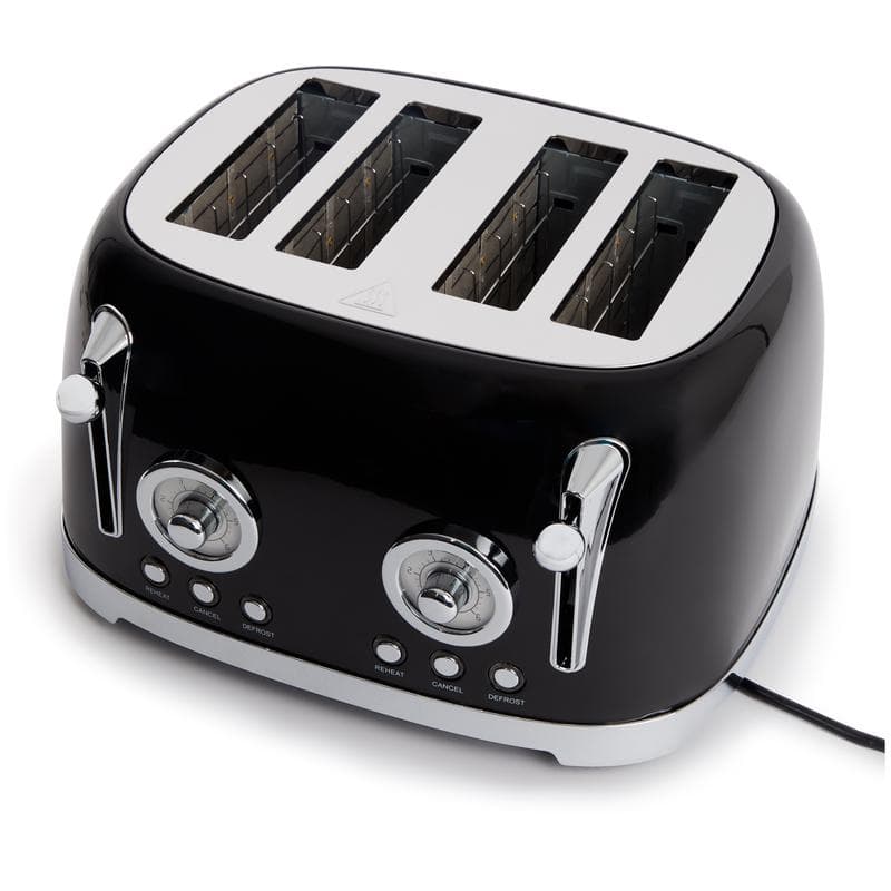 Grille-pain 4 tranches design rétro - noir