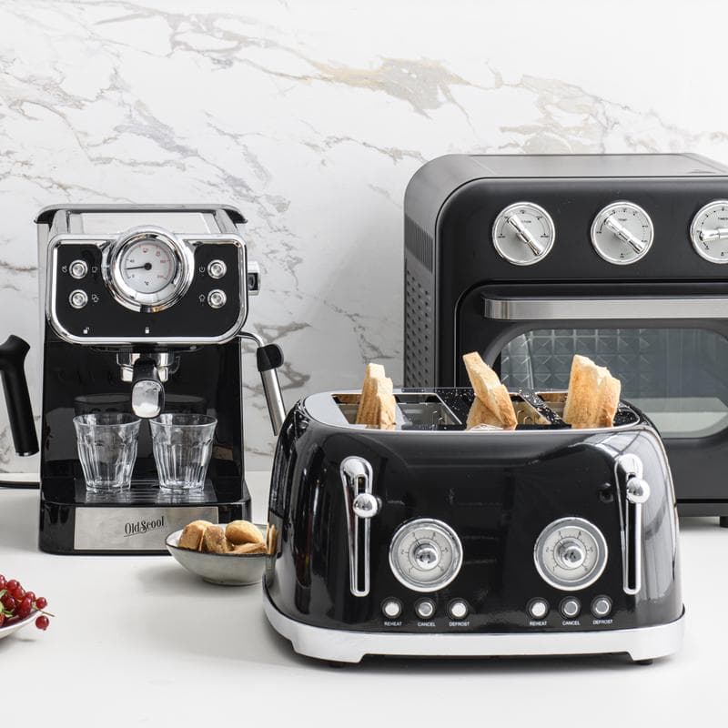 Grille-pain 4 tranches design rétro - noir