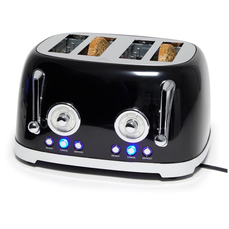 Dubbel broodrooster met retrolook - zwart