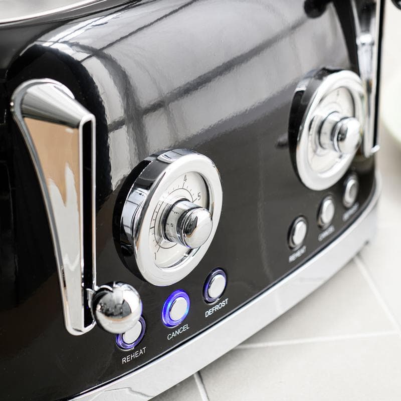 Grille-pain 4 tranches design rétro - noir