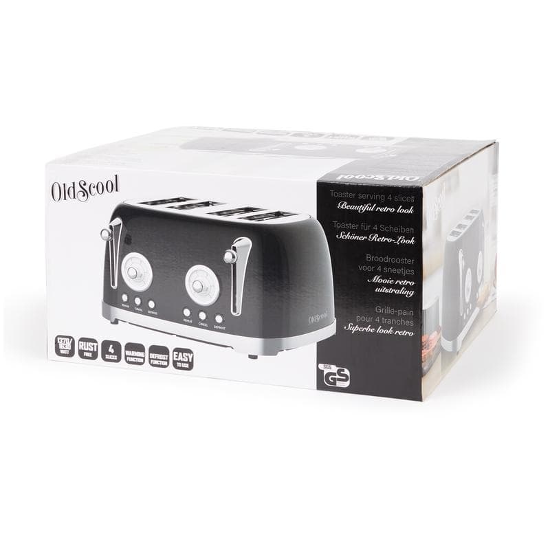 Dubbel broodrooster met retrolook - zwart