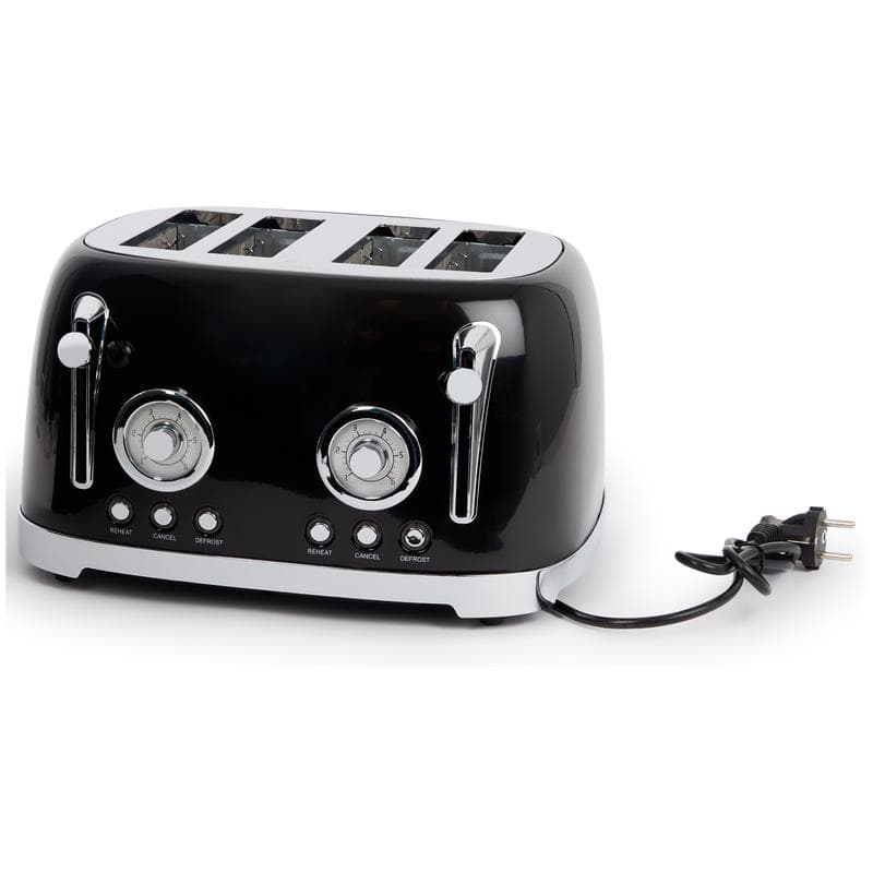 Dubbel broodrooster met retrolook - zwart