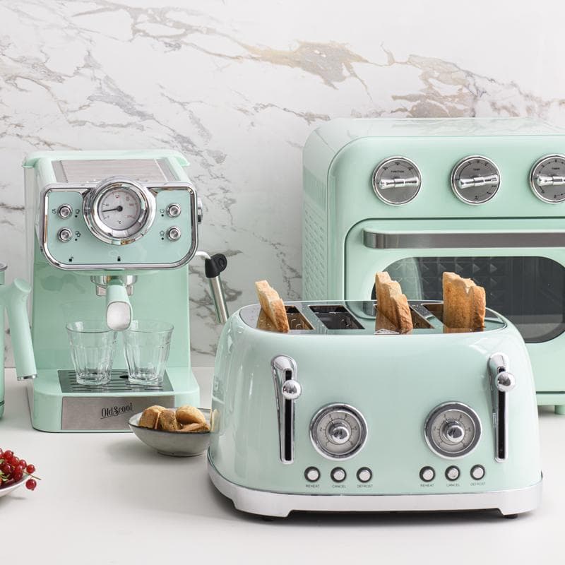 Grille-pain 4 tranches design rétro - vert menthe