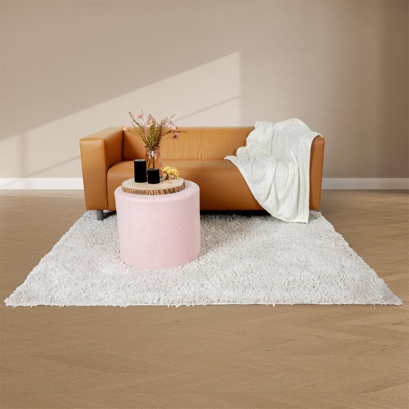 Pouf en teddy - rose