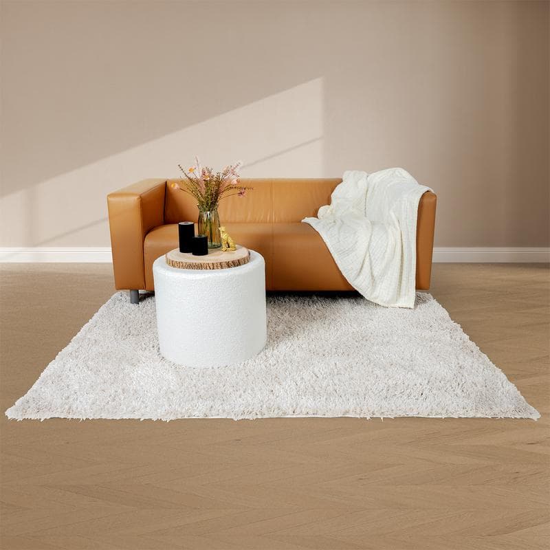 Pouf en teddy - blanc cassé