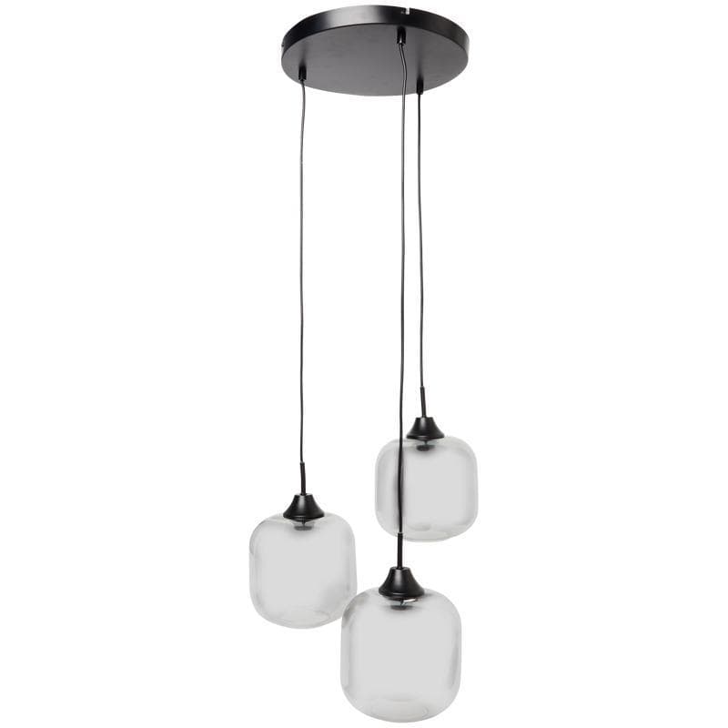 Suspension 3 lampes - noir mat fumé